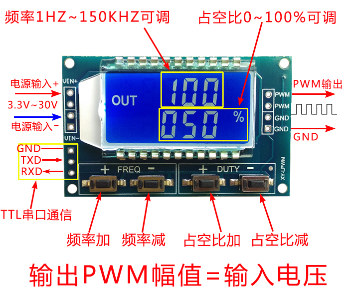 方波矩形波信号发生器 pwm直流电机调速器模块 脉冲可调频率控制